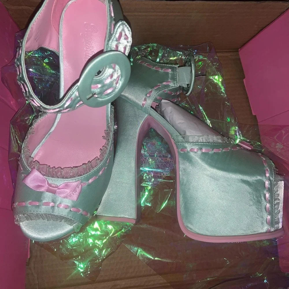 Pink & green heels from Sugar Thrillz Brand New size 9 - Picture 3 of 7